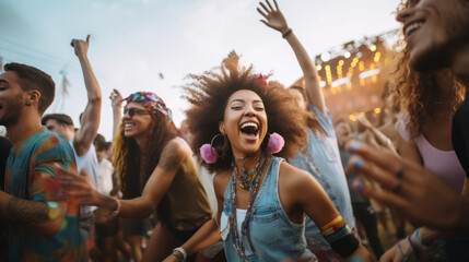 People dancing at a music festival