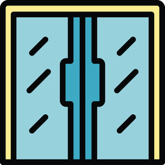 Poster - Glass door icon outline vector. Office interior. Exterior house color flat
