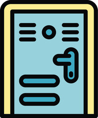 Poster - Wood door icon outline vector. Modern design. Office lock color flat