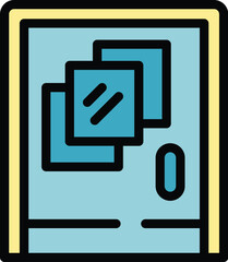 Poster - Frame door icon outline vector. Wood design. Wall house color flat