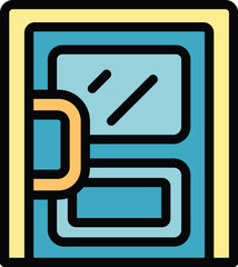 Poster - Door lock icon outline vector. Glass design. Office knob color flat