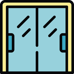 Poster - Hotel door icon outline vector. Exterior design. Modern wall color flat