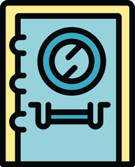 Poster - Wall door icon outline vector. Modern design. Building front color flat