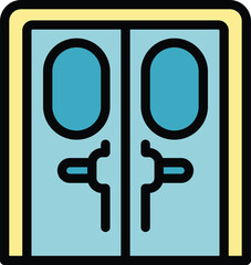 Poster - Ship door icon outline vector. Glass design. Exterior entrance color flat