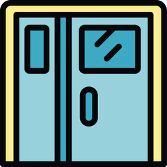 Poster - Door icon outline vector. Front home. Wooden design color flat