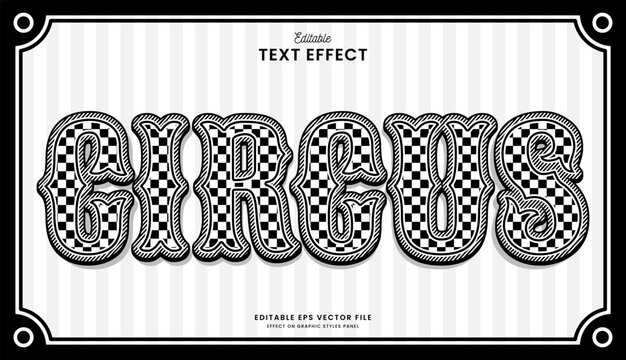 decorative monochrome circus editable text effect vector design