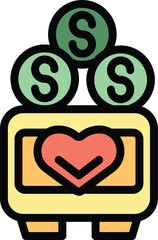 Poster - Aid love icon outline vector. International people. Person volunteer color flat