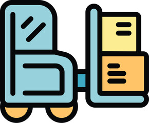 Poster - Forklift charity icon outline vector. Social help. International assistance color flat