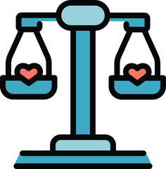 Poster - Charity balance icon outline vector. International assistance. Business volunteer color flat