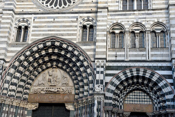 the gothic romanesque san lorenzo cathedral genoa italy