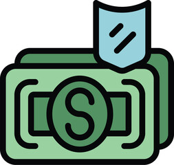 Poster - Money charity icon outline vector. World person. Medical aid color flat