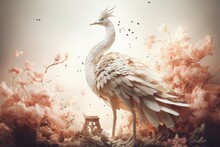 Poster Chinese Crane Paint. Generate Ai