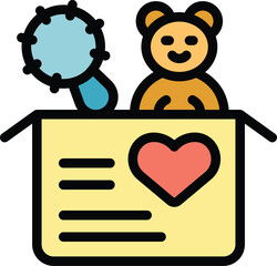 Poster - Love toy charity icon outline vector. Social care. International assistance color flat