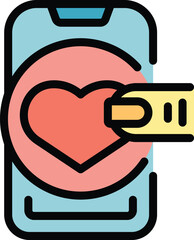 Poster - Like button icon outline vector. Person care. Charity volunteer color flat