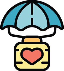 Sticker - Love charity care icon outline vector. International people. Social volunteer color flat