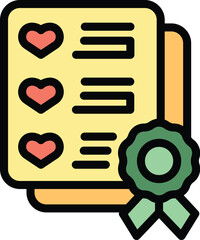 Poster - Volunteer certificate icon outline vector. Business people. Medical map color flat