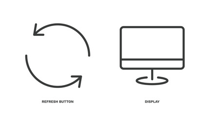 Sticker - set of user interface thin line icons. user interface outline icons included refresh button, display vector.