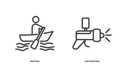 Canvas Print - set of transportation thin line icons. transportation outline icons included boating, car painting vector.