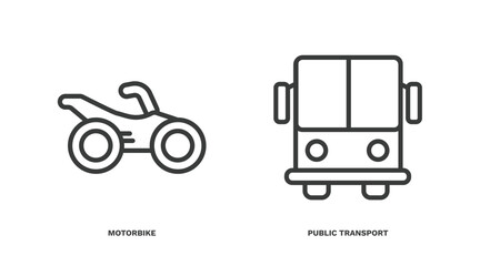 Wall Mural - set of transportation thin line icons. transportation outline icons included motorbike, public transport vector.