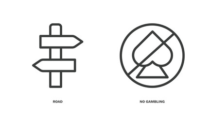 Canvas Print - set of traffic signs thin line icons. traffic signs outline icons included road, no gambling vector.