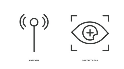 Poster - set of technology thin line icons. technology outline icons included antenna, contact lens vector.