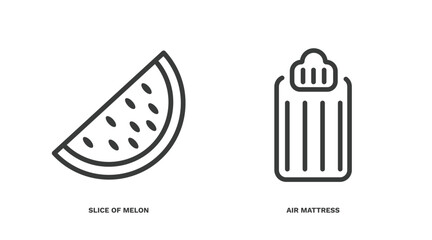 Canvas Print - set of summer thin line icons. summer outline icons included slice of melon, air mattress vector.