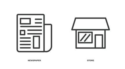 Sticker - set of strategy thin line icons. strategy outline icons included newspaper, store vector.