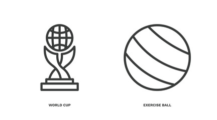 Poster - set of sport and game thin line icons. sport and game outline icons included world cup, exercise ball vector.