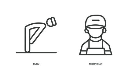 Canvas Print - set of people and relation thin line icons. people and relation outline icons included ruku, technician vector.