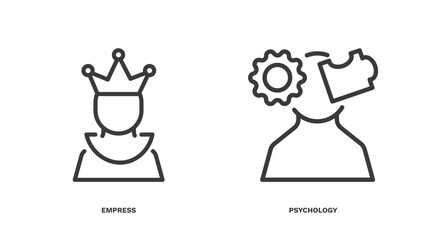 Sticker - set of people and relation thin line icons. people and relation outline icons included empress, psychology vector.