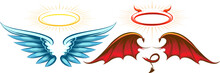 Devil And Angel Wings With Halo