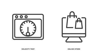 Sticker - set of marketing thin line icons. marketing outline icons included velocity test, online store vector.