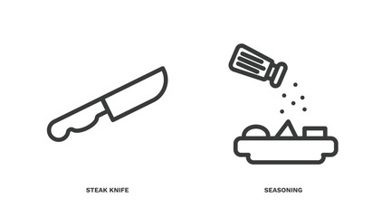 Wall Mural - set of kitchen thin line icons. kitchen outline icons included steak knife, seasoning vector.