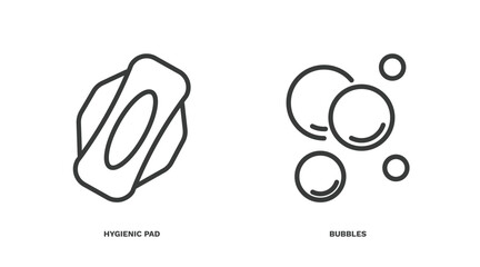 Poster - set of hygiene and sanitation thin line icons. hygiene and sanitation outline icons included hygienic pad, bubbles vector.