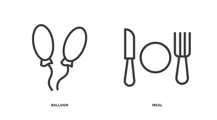 Wall Mural - set of hotel and restaurant thin line icons. hotel and restaurant outline icons included balloon, meal vector.