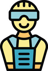 Poster - Paintball player icon outline vector. Gun mask. Target sport color flat