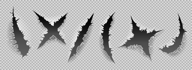 Wall Mural - realistic claws scratch set