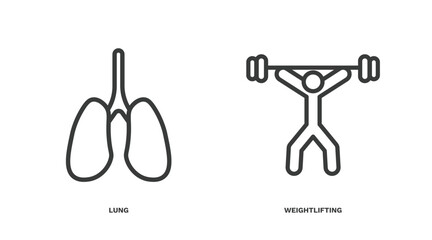 Wall Mural - set of health and medical thin line icons. health and medical outline icons included lung, weightlifting vector.