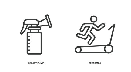 Wall Mural - set of health and medical thin line icons. health and medical outline icons included breast pump, treadmill vector.