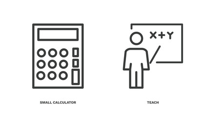 Sticker - set of education and science thin line icons. education and science outline icons included small calculator, teach vector.