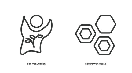 Sticker - set of ecology thin line icons. ecology outline icons included eco volunteer, eco power cells vector.