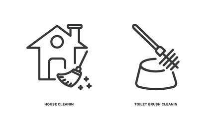 Canvas Print - set of cleaning thin line icons. cleaning outline icons included house cleanin, toilet brush cleanin vector.