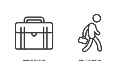 Poster - set of business thin line icons. business outline icons included business briefcase, employee going to work vector.