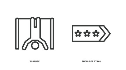 Poster - set of military and war and thin line icons. military and war outline icons included torture, shoulder strap vector.