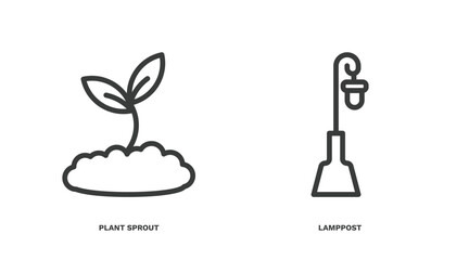 Poster - set of agriculture and farm thin line icons. agriculture and farm outline icons included plant sprout, lamppost vector.