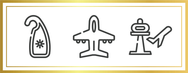 Poster - holidays outline icons set. linear icons sheet included hang, plane diagonal, airport vector.