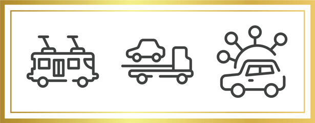 Poster - public transportation outline icons set. linear icons sheet included tramway, tow, carsharing vector.