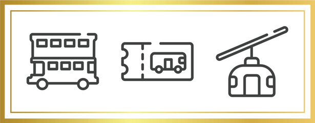 Poster - public transportation outline icons set. linear icons sheet included double decker bus, bus ticket, null vector.