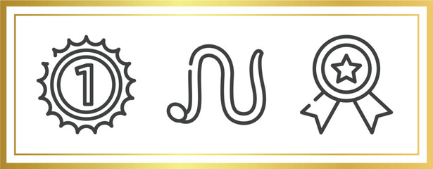 Poster - winning red outline icons set. linear icons sheet included number one, earthworm, first prize vector.