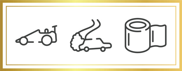 Poster - racing outline icons set. linear icons sheet included drag racing, drifting, null vector.